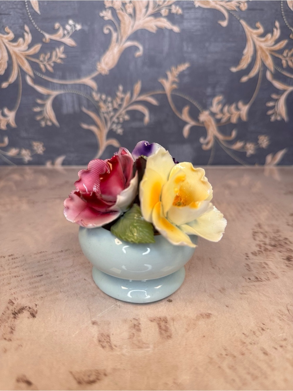 Vintage Staffordshire Bone China Floral Posy Bowl England Figurine